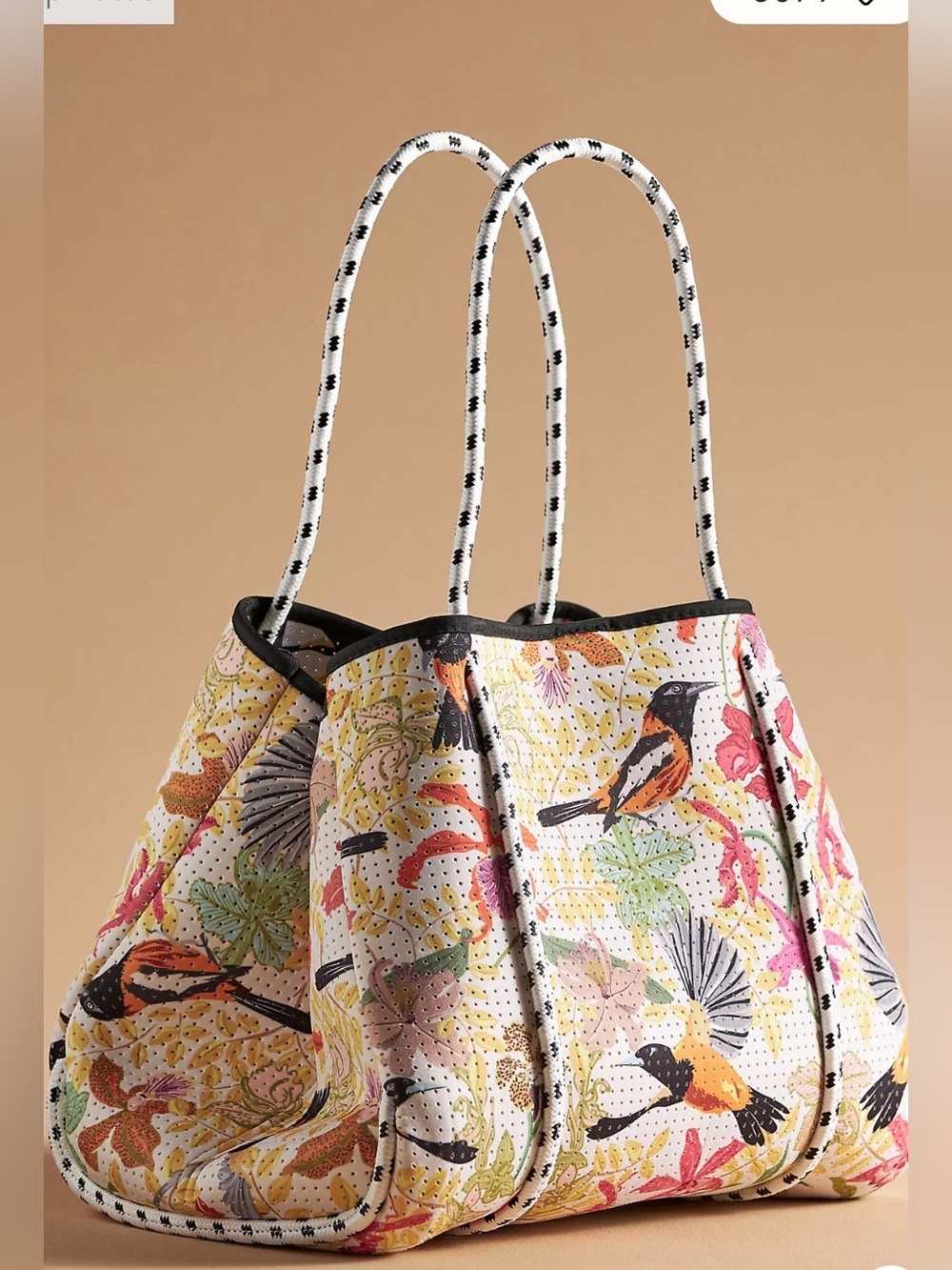 Floral Bird Print Shoulder Tote in Multi-Color